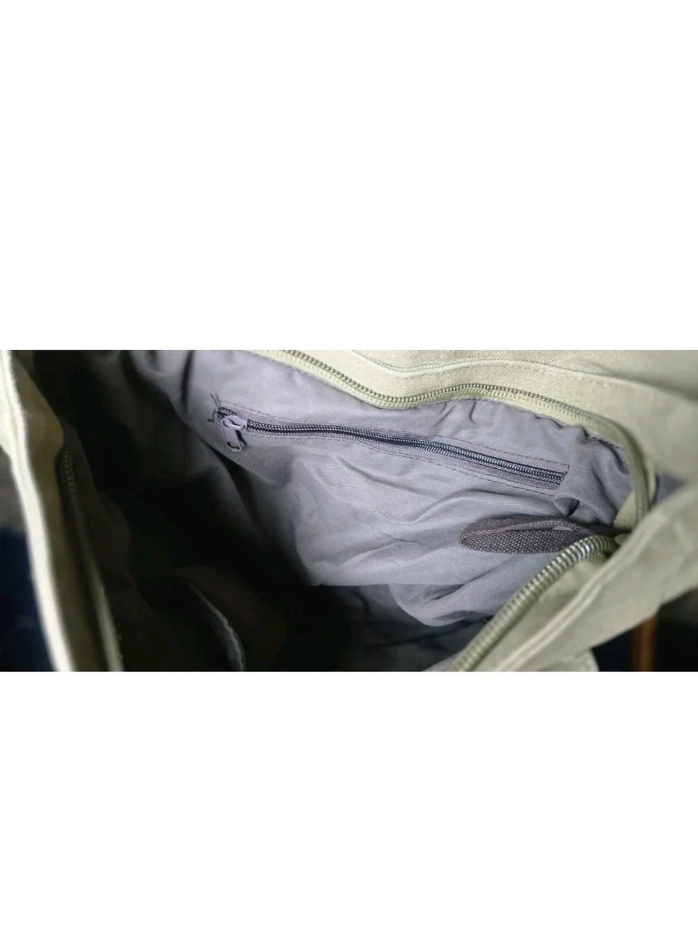 Canvas Messenger Bag in Olive Green with Front Zip